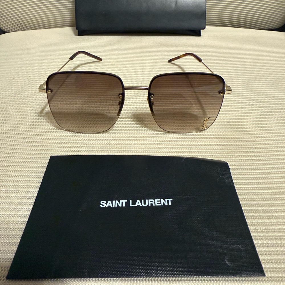 Yves Saint Laurent Tortoise and Gold Sunglasses